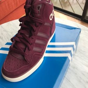 maroon adidas high tops